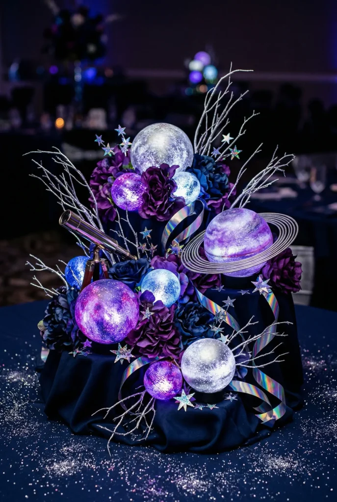 Galaxy Space Planet and LED Orb Centerpieces