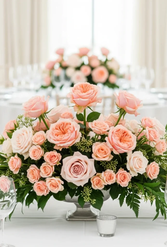 Garden Rose + Spray Rose Layered Centerpieces
