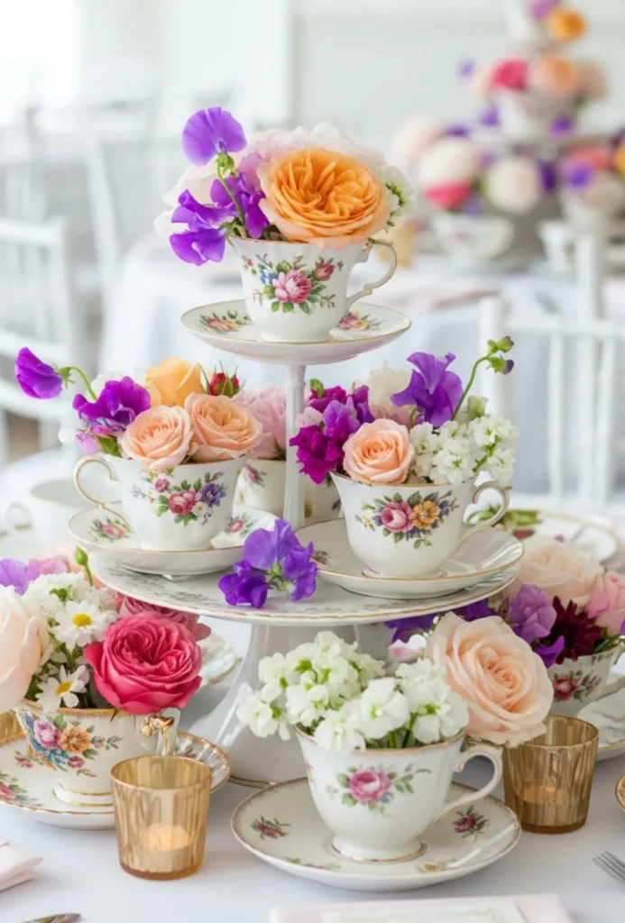 Garden Tea Party Vintage Floral China Centerpieces