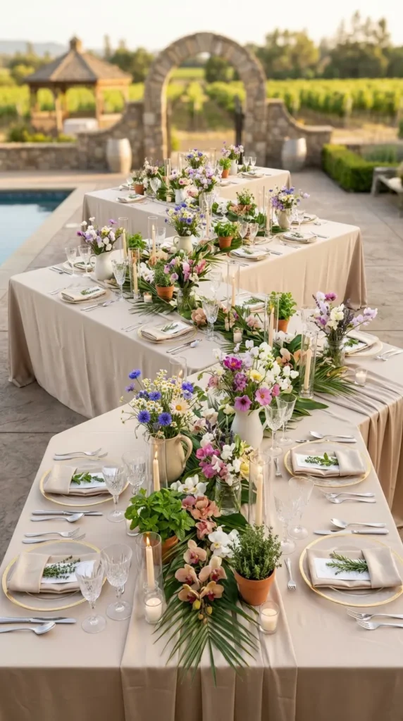 Garden-Style Wildflower Wedding Centerpieces