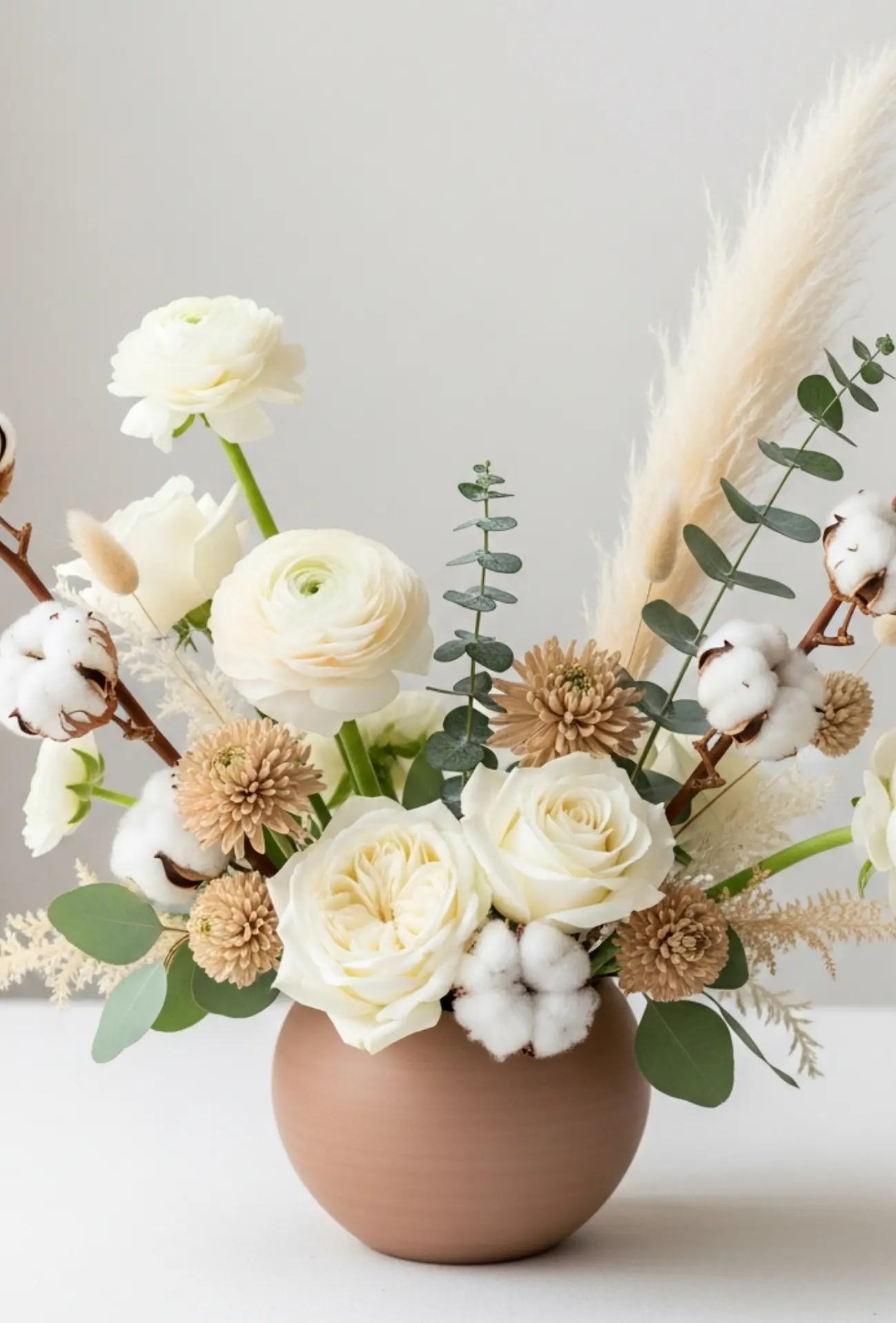 Gender-Neutral Soft Beige and Cream Centerpieces