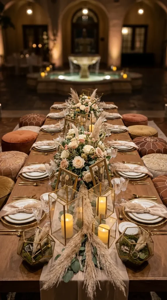 Geometric Accents with Pampas Displays