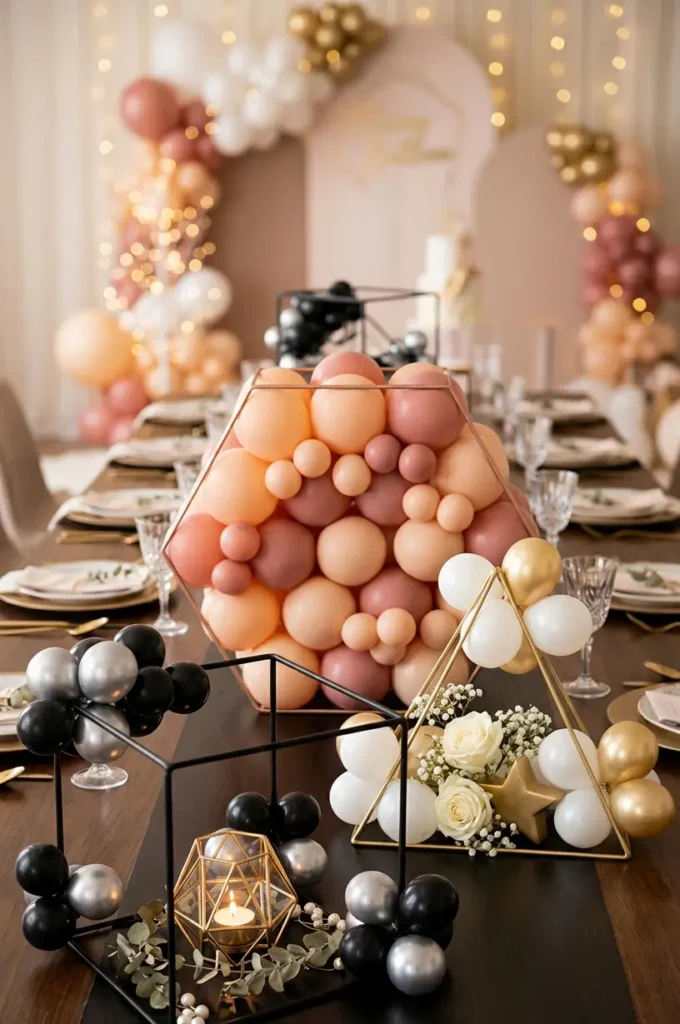 Geometric Balloon Frame Centerpieces