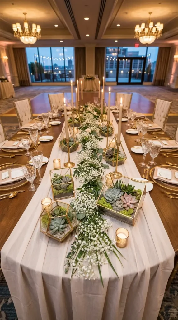 Geometric Terrarium Centerpieces with Succulents