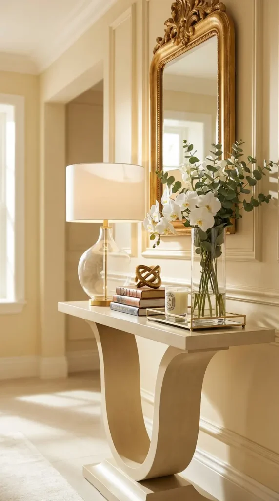 Glass Base Lamp for a Bright and Airy Console Setup