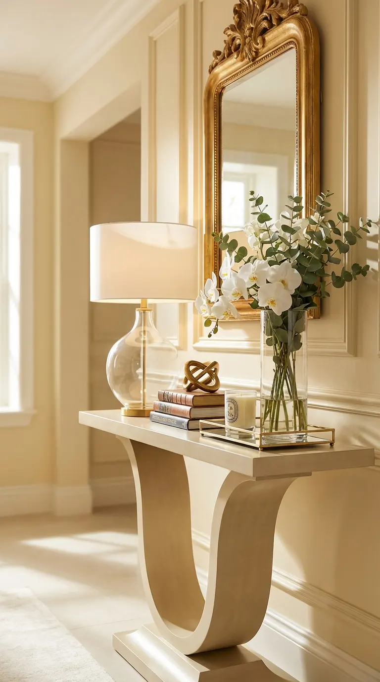 Glass Base Lamp for a Bright and Airy Console Setup