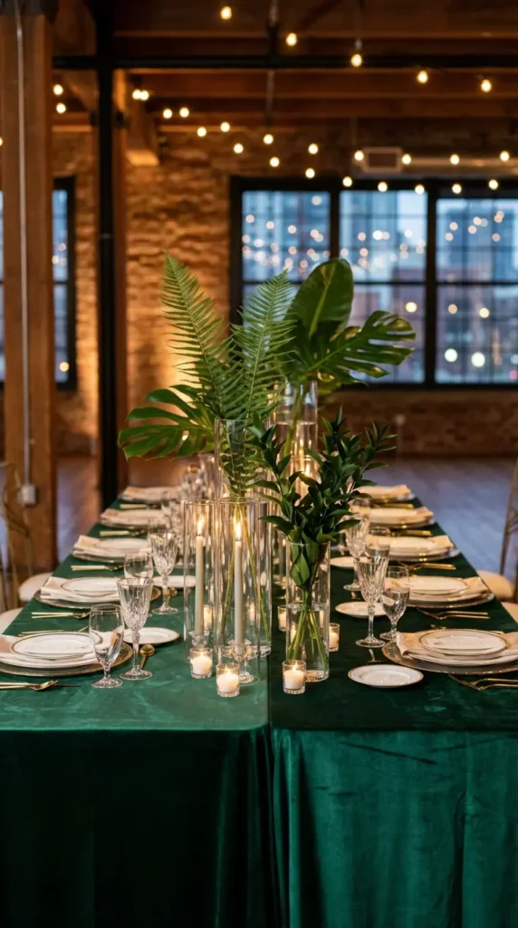 Glass Cylinder Vases with Fern or Green Leaf Stems