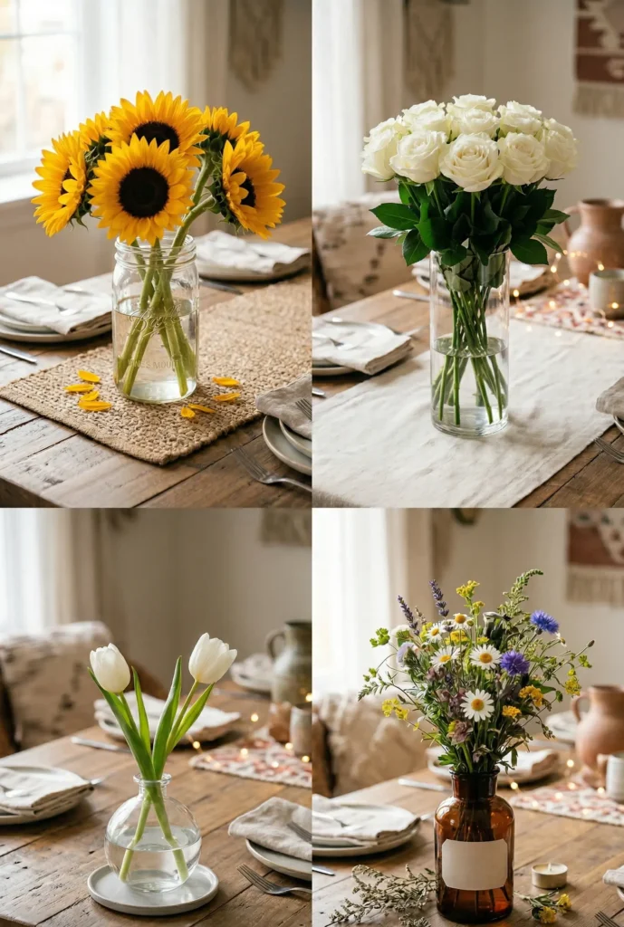 Glass Vase with Grocery Store Flowers