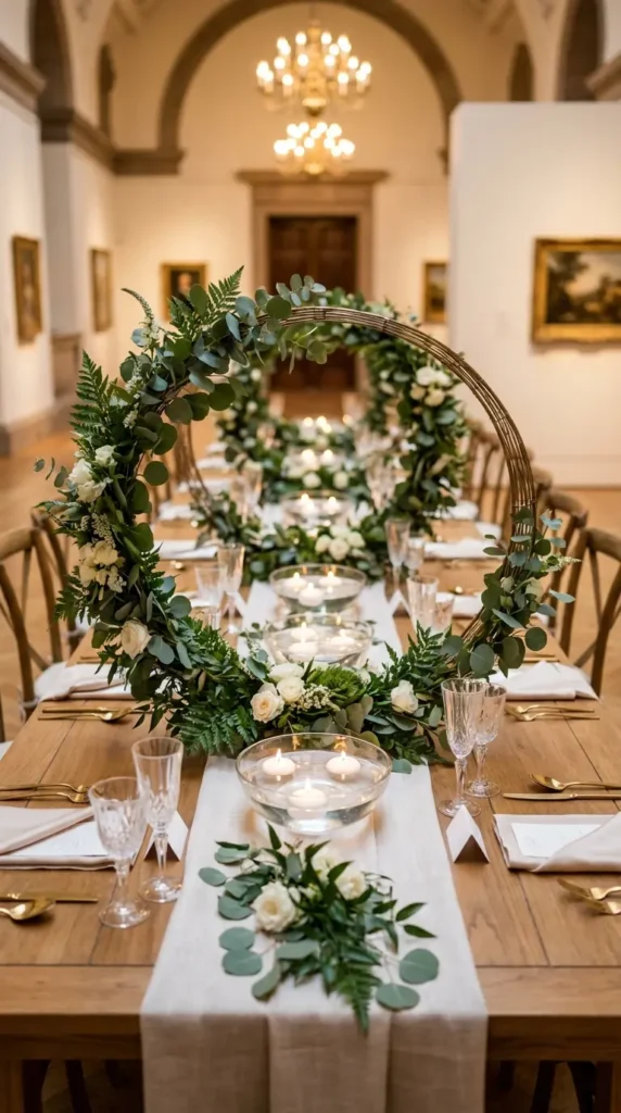 Greenery Hoop Centerpieces with Floating Candles