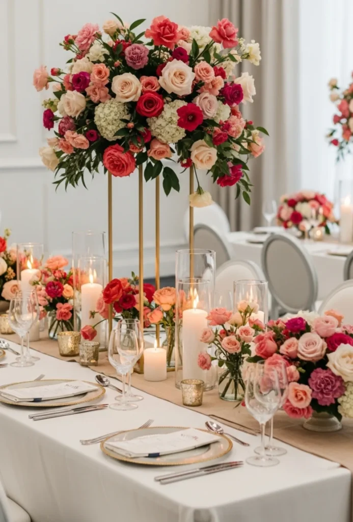 High Low Floral Combos with Candles