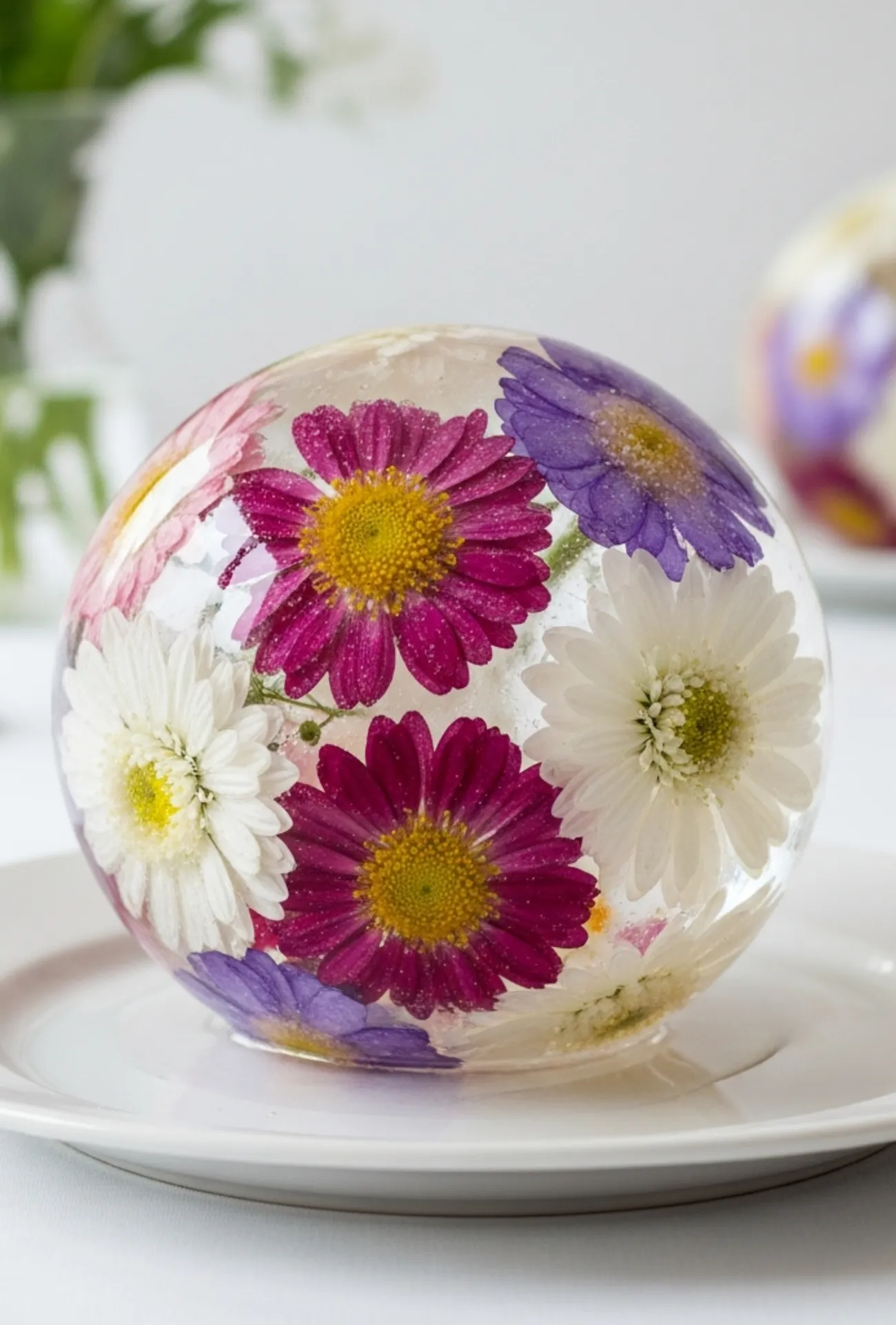 Ice-Embedded Flower Displays