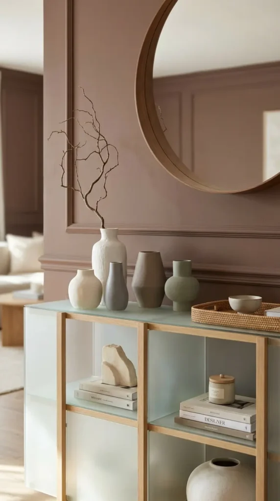 Japandi-Style Console With Minimal Ceramic Vases