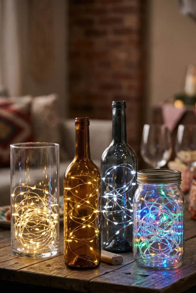 LED String Light Wrapped Vase Centerpieces