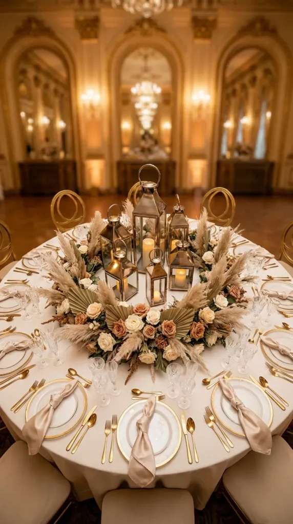 Lantern and Candle Wedding Table Decorations