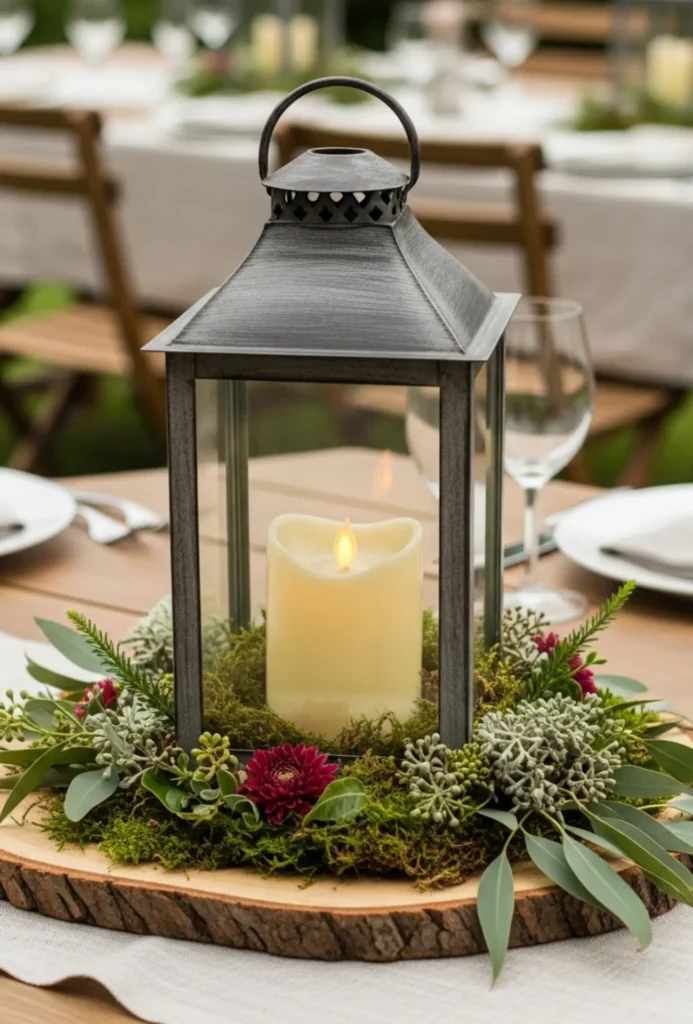 Lantern with LED Candle Centerpieces