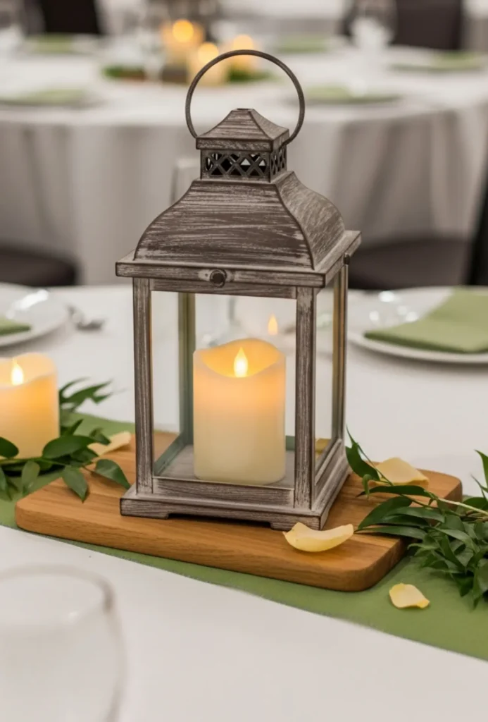 Lantern with LED Candle Centerpieces