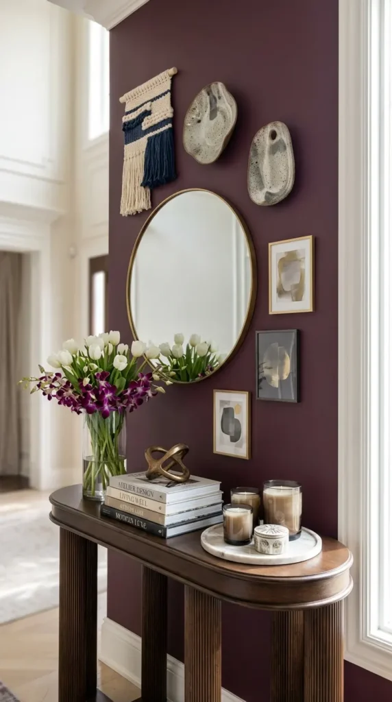 Large Contemporary Mirror With Textural Wall Art Cluster