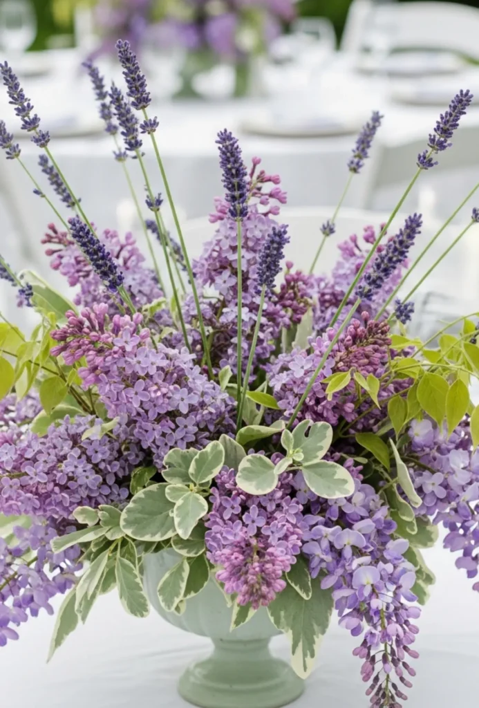 Lavender and Lilac Themed Centerpieces