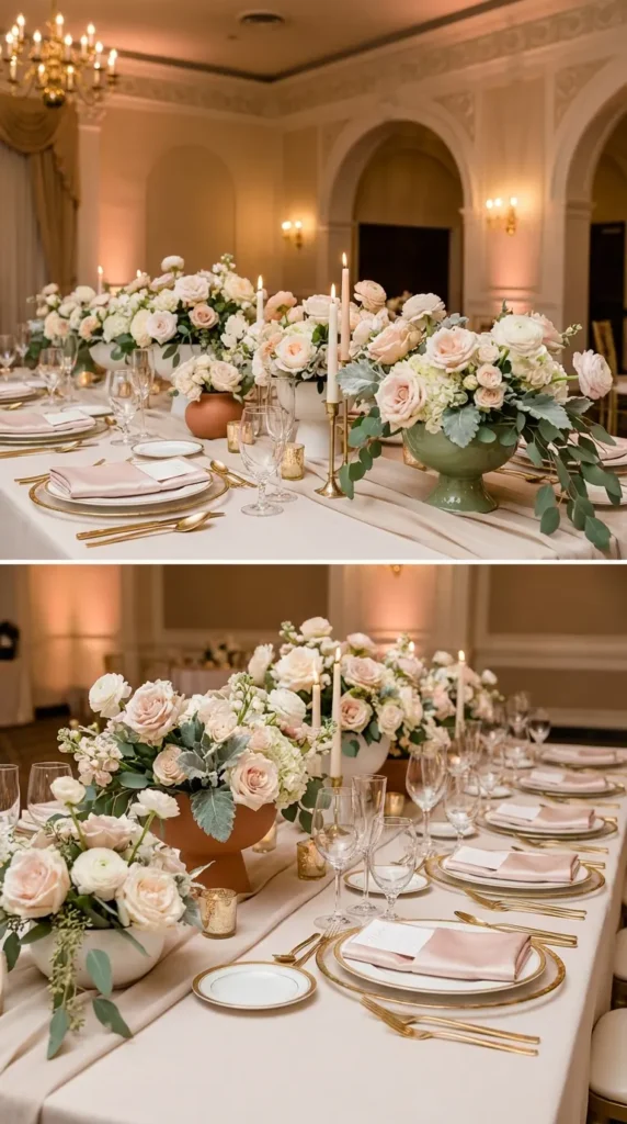 Low Floral Arrangements in Ceramic Bowls