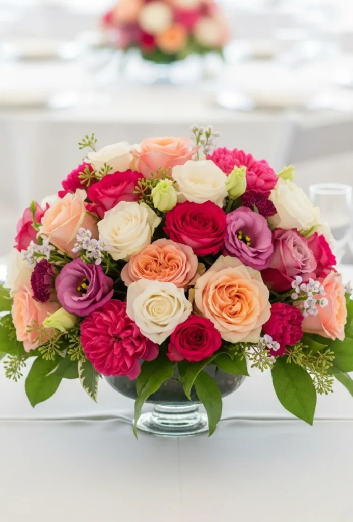 Low Floral Compote Bowl Arrangements