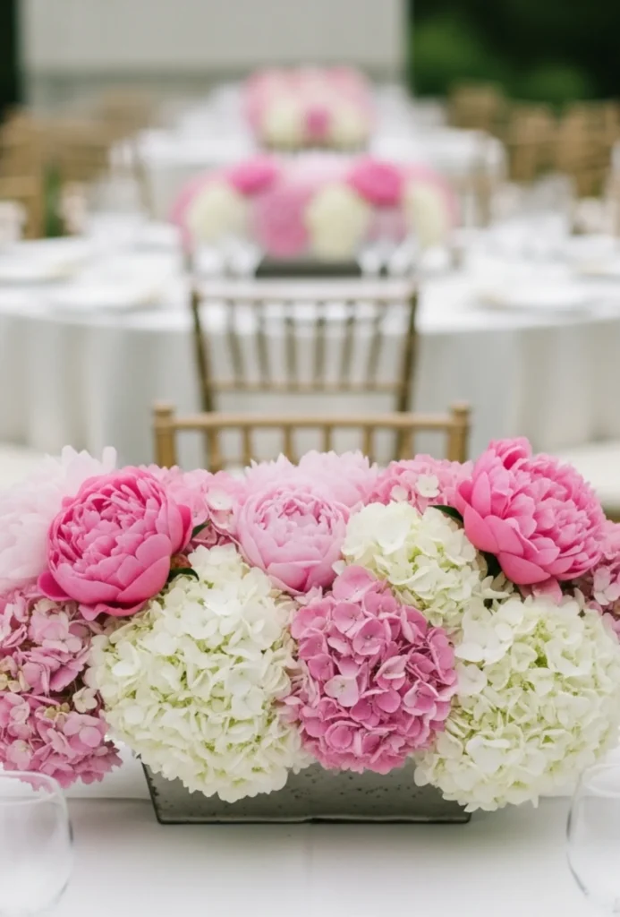 Low Peony and Hydrangea Clusters
