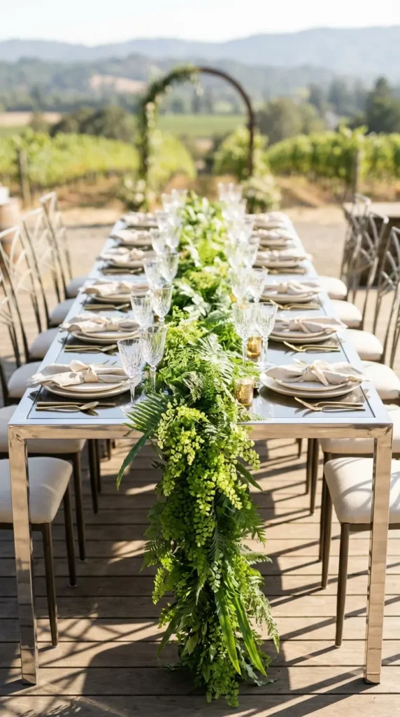 Lush Fern Table Runners for Woodland Weddings