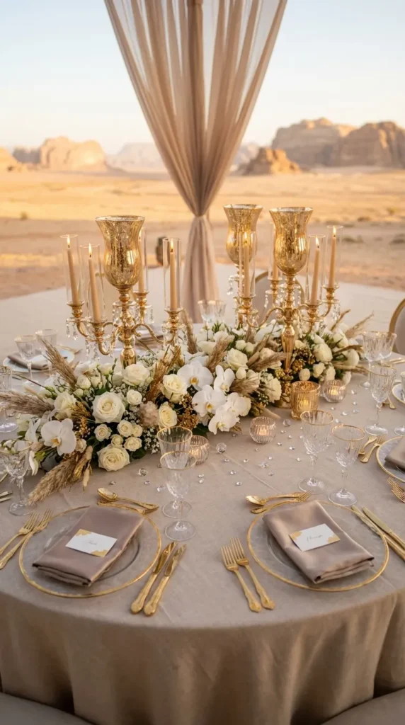 Luxe Gold and Crystal Wedding Centerpieces