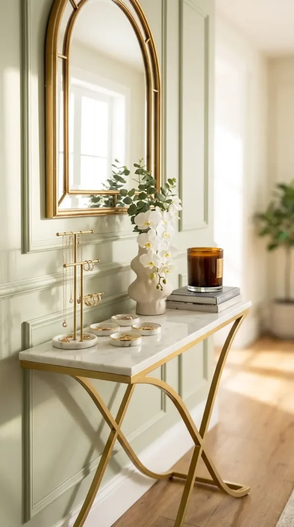 Marble Console With Elegant Jewelry Display