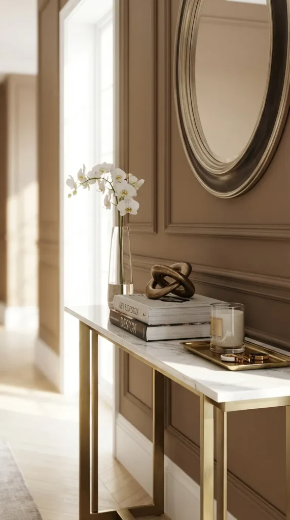 Marble Top Narrow Console for Luxury Texture