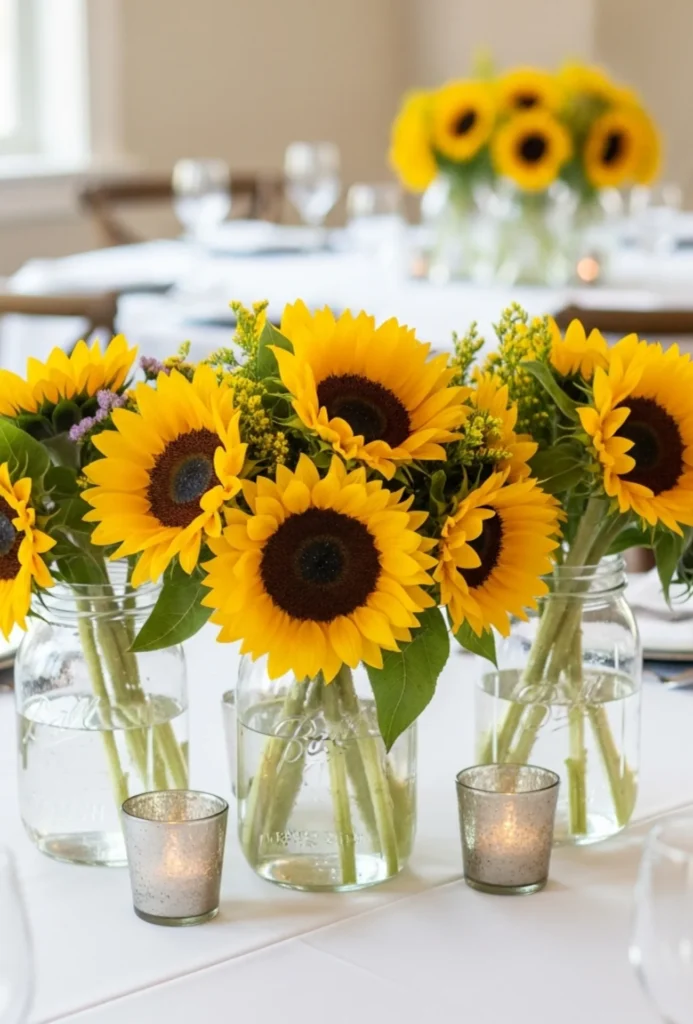Mason Jar Sunflower Arrangement