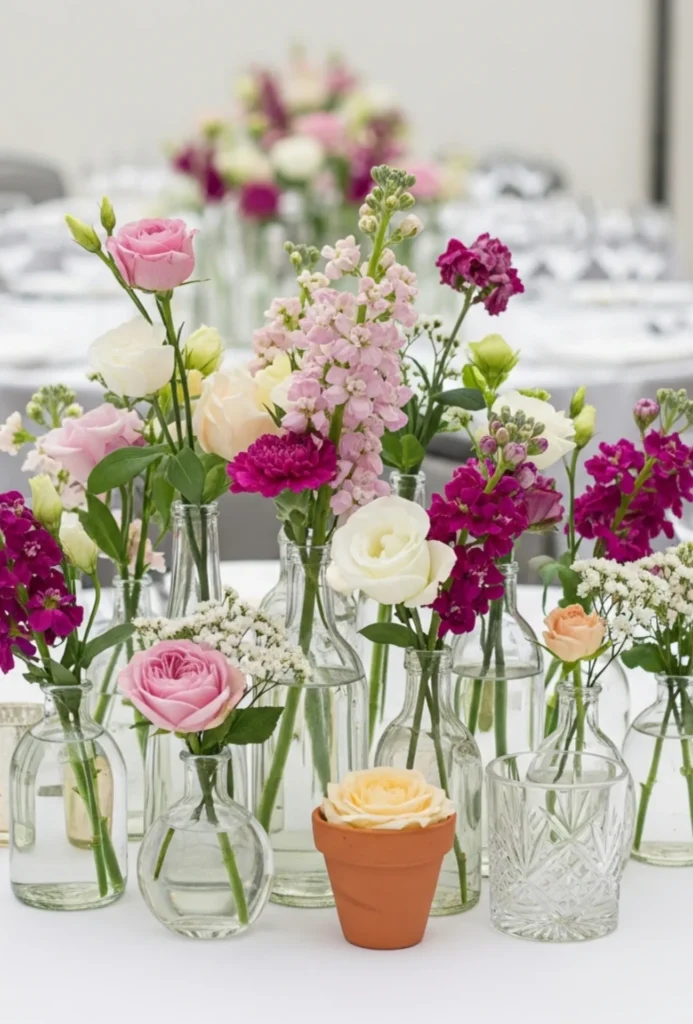 Mini Bud Vase Clusters with Single Stems