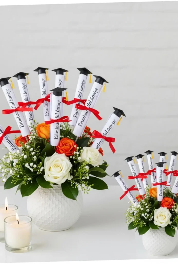 Mini Diploma Scroll Centerpieces