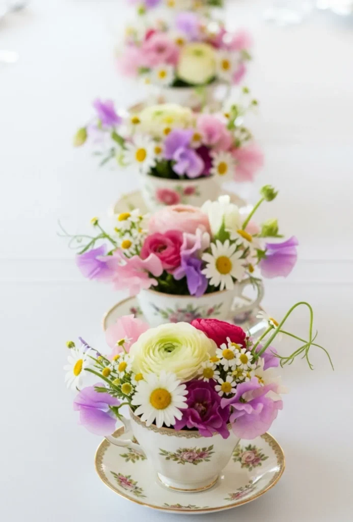 Mini Teacup Flower Arrangements