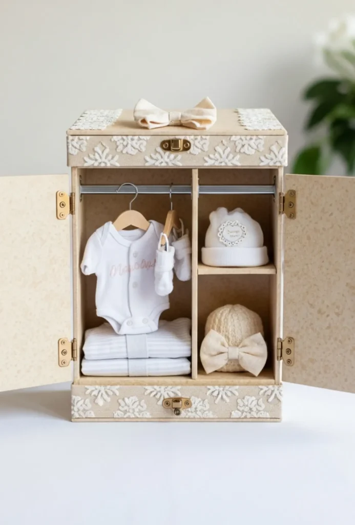 Mini Wardrobe Box with Baby Essentials Centerpieces