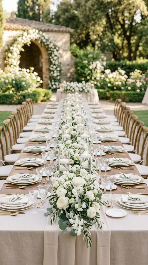 Minimal Greenery and White Flower Centerpieces