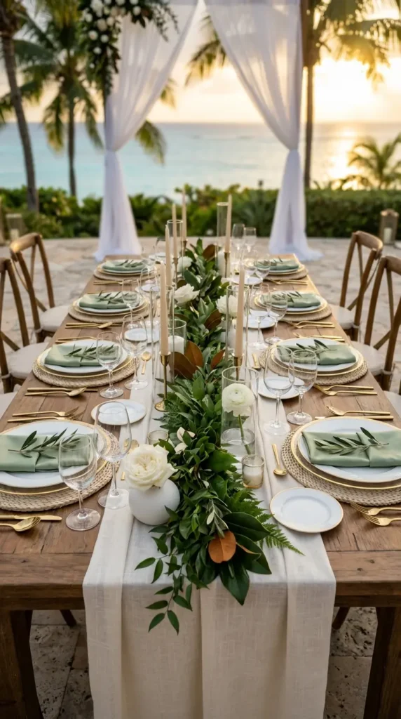 Minimal Greenery Centerpieces with White Florals