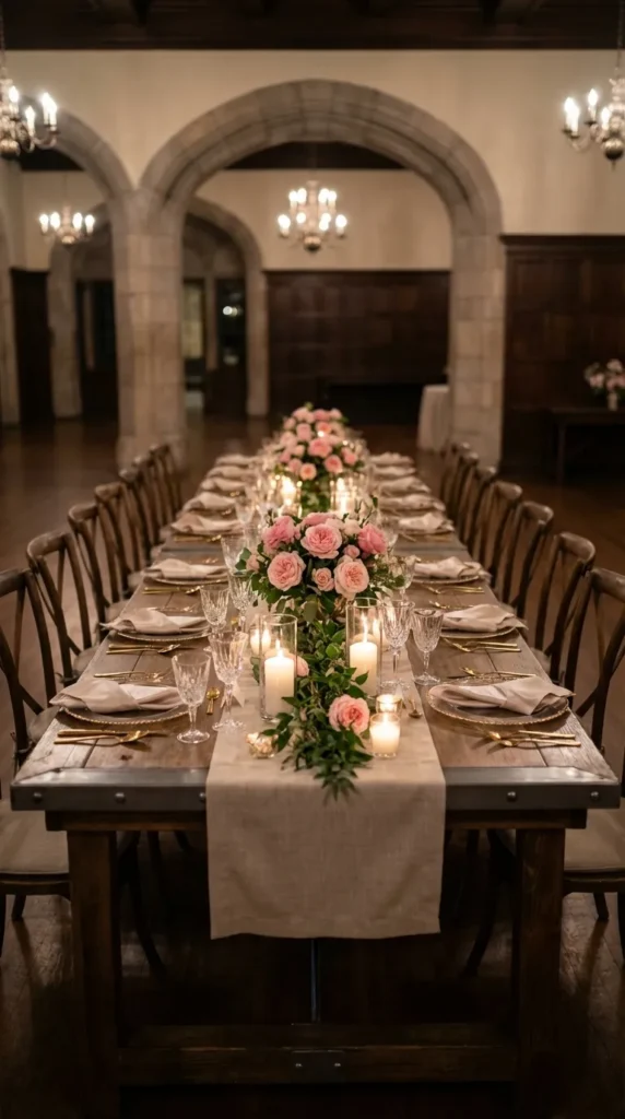 Minimal Greenery Wedding Tables with Neutral Linens