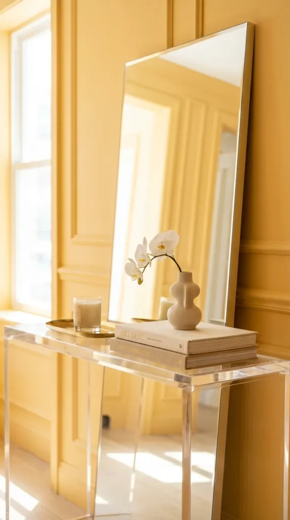 Minimalist Console With Tall Mirror