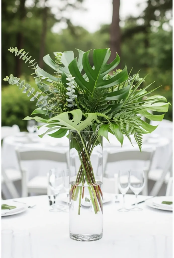 Minimalist Glass Vase with Fresh Greenery