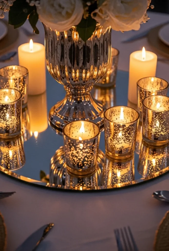 Mirror Base Glam Centerpieces