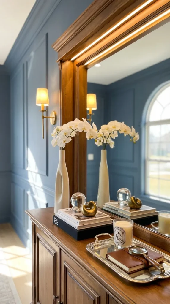 Mirrored Back Console With Accent Lights