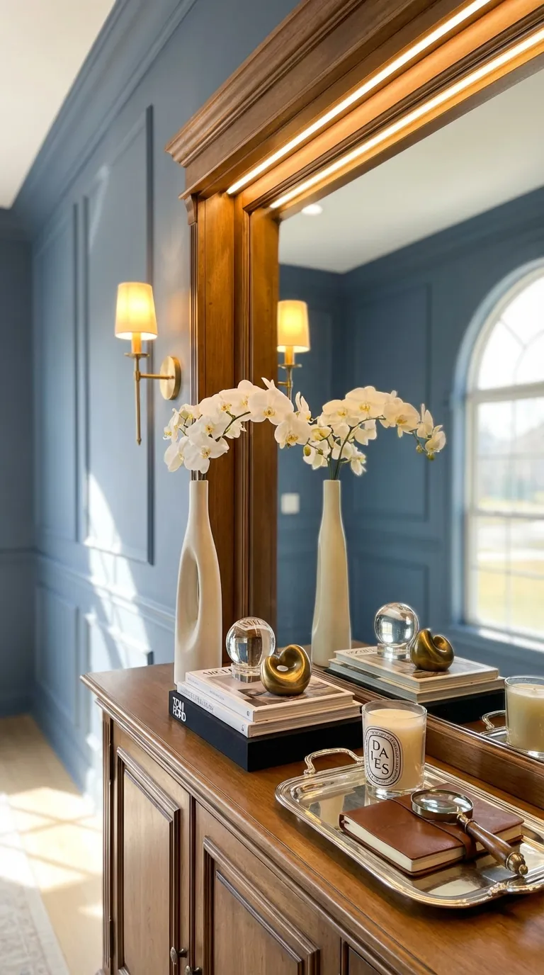 Mirrored Back Console With Accent Lights
