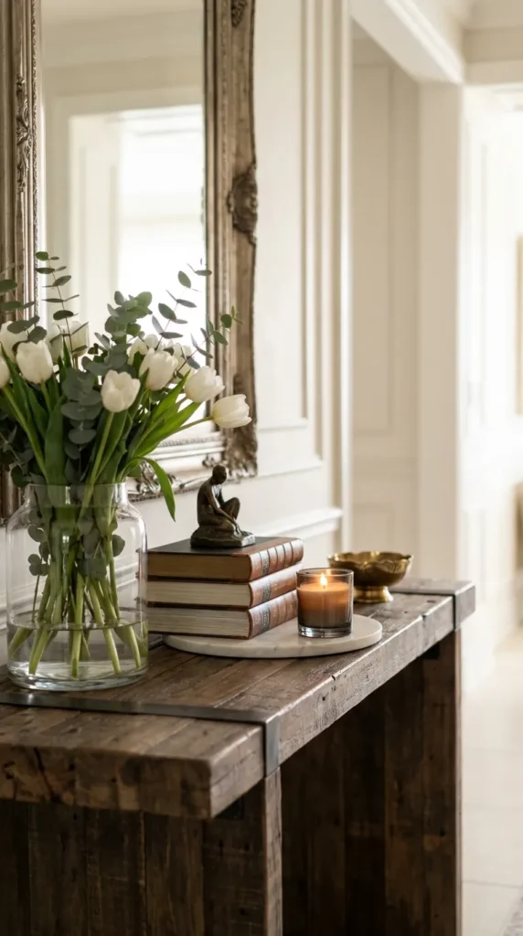 Mirrored Console To Visually Expand Space