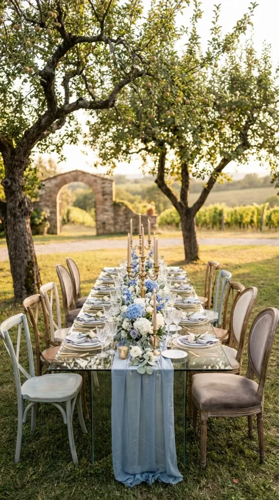 Mismatched Vintage Chairs with Floral Table Decor