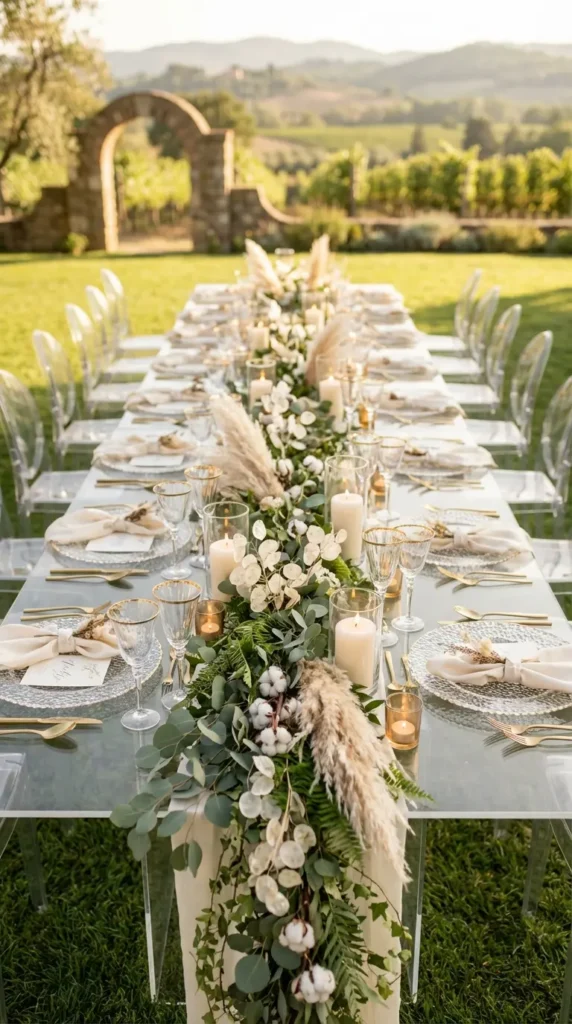 Mixed Greenery Garlands with Pampas Grass Touches