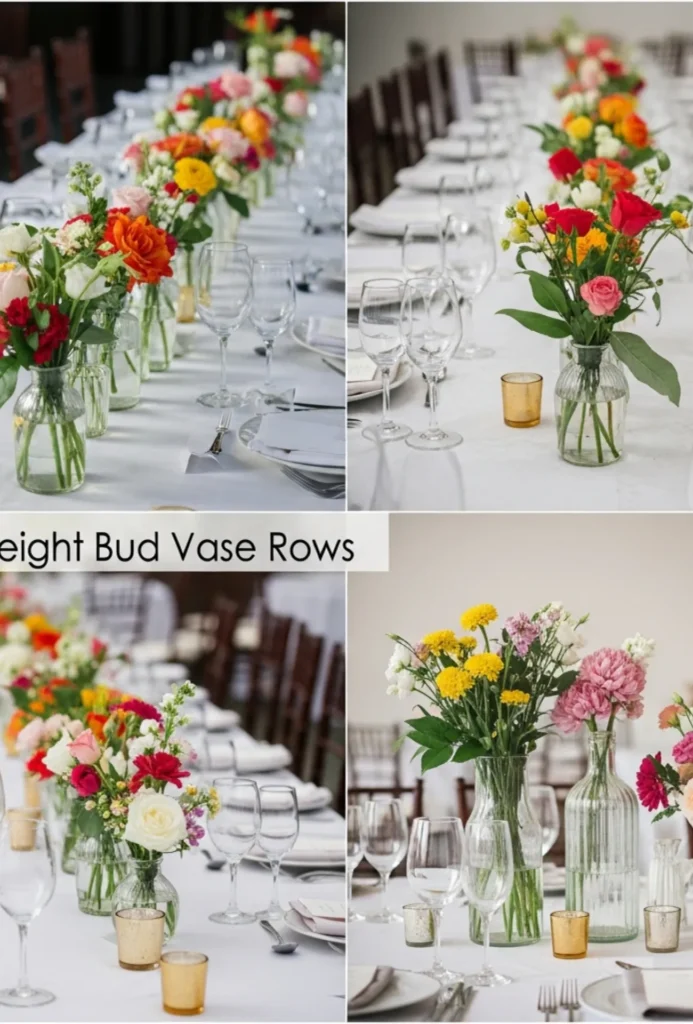 Mixed-Height Bud Vase Rows