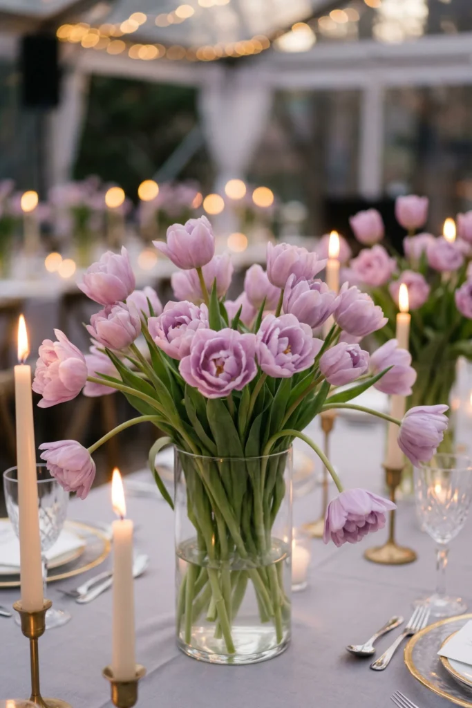 Monochrome Tulip Centerpiece Designs