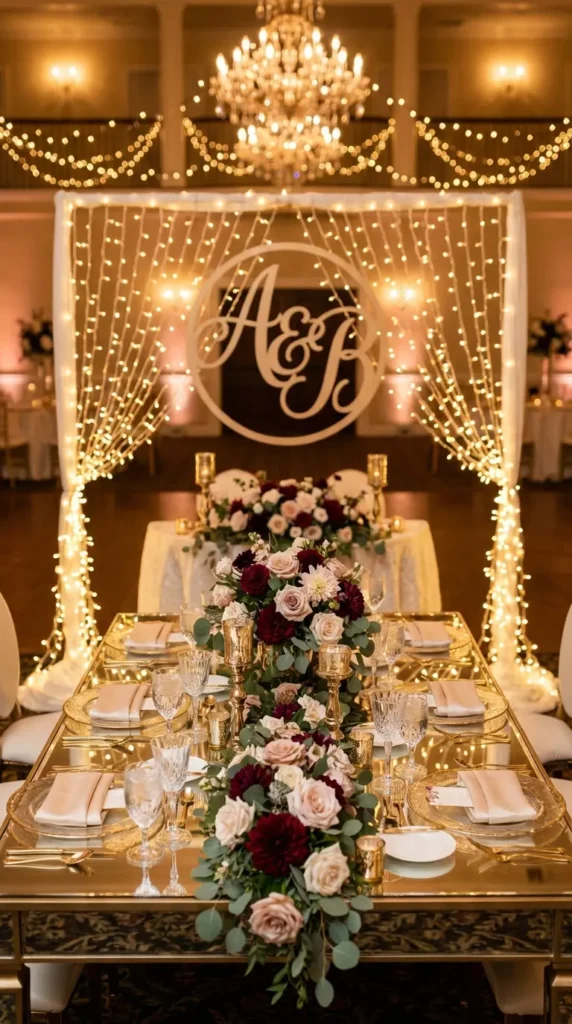 Monogram Backdrop with Twinkling Fairy Lights