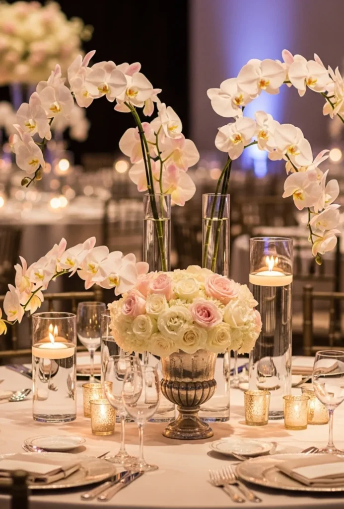 Orchid Arrangements with Candle Accents