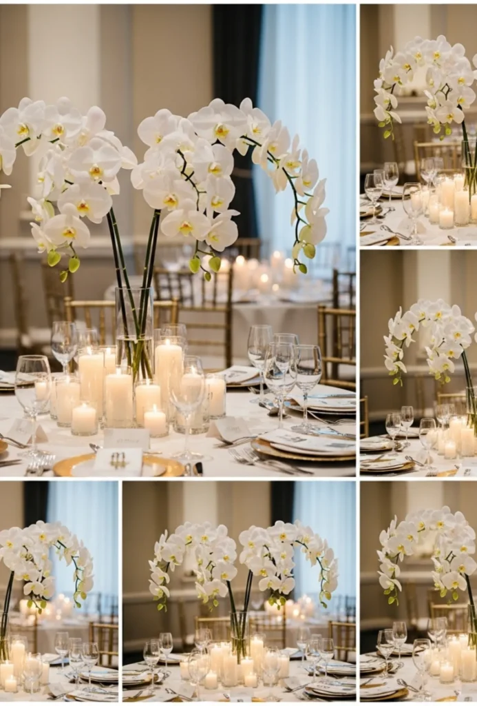 Orchid Clusters with Candle Accents